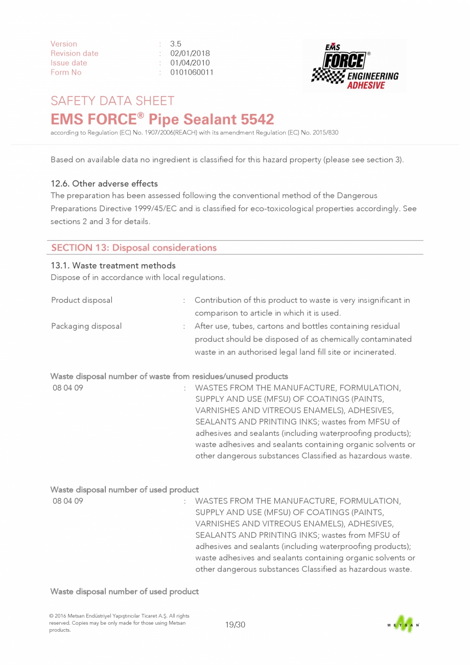 Pagina 19 - Prezentare produs - Adeziv etansare filete metalice EMS FORCE EMS FORCE 5542 Catalog,...