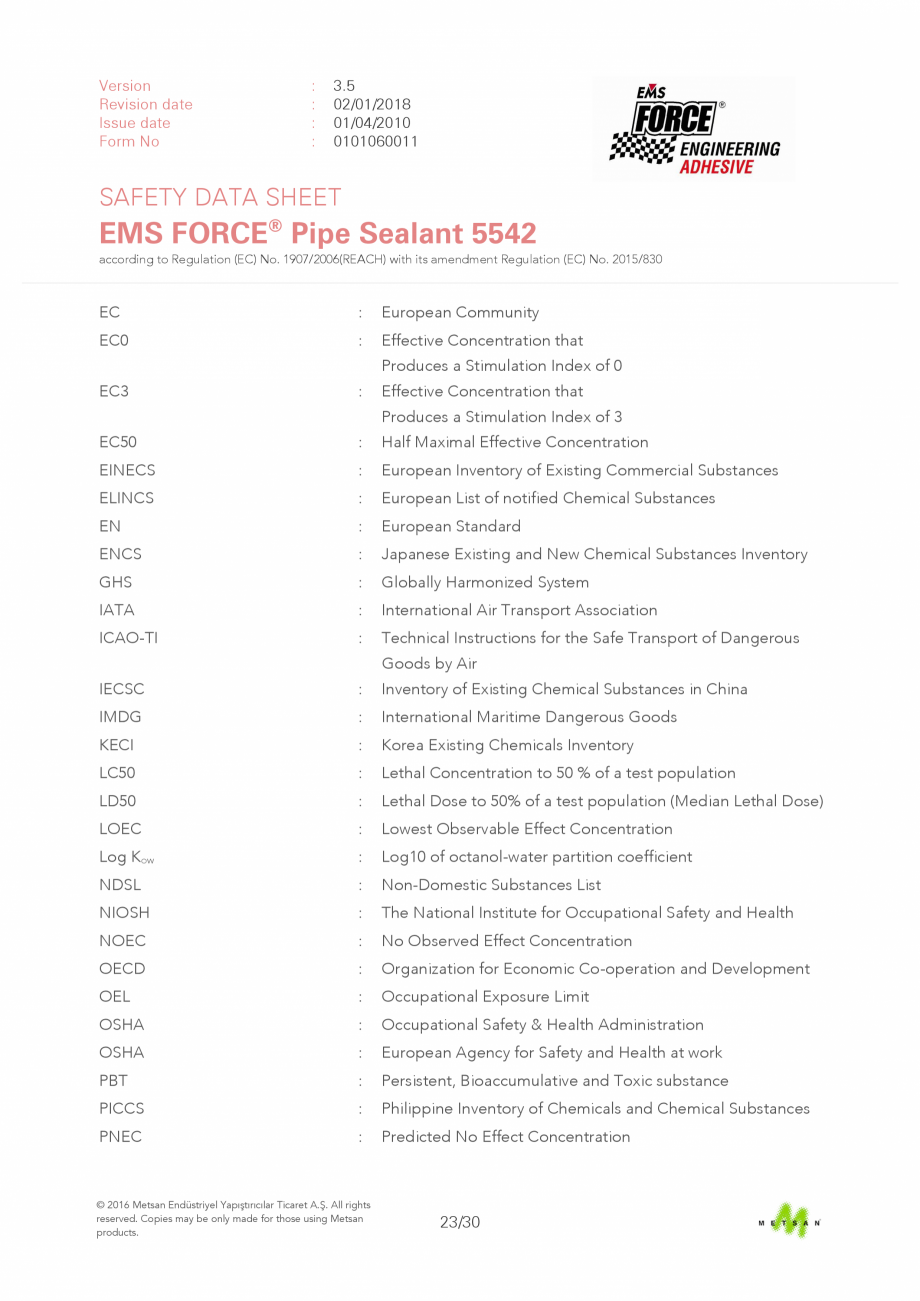 Pagina 23 - Prezentare produs - Adeziv etansare filete metalice EMS FORCE EMS FORCE 5542 Catalog,...