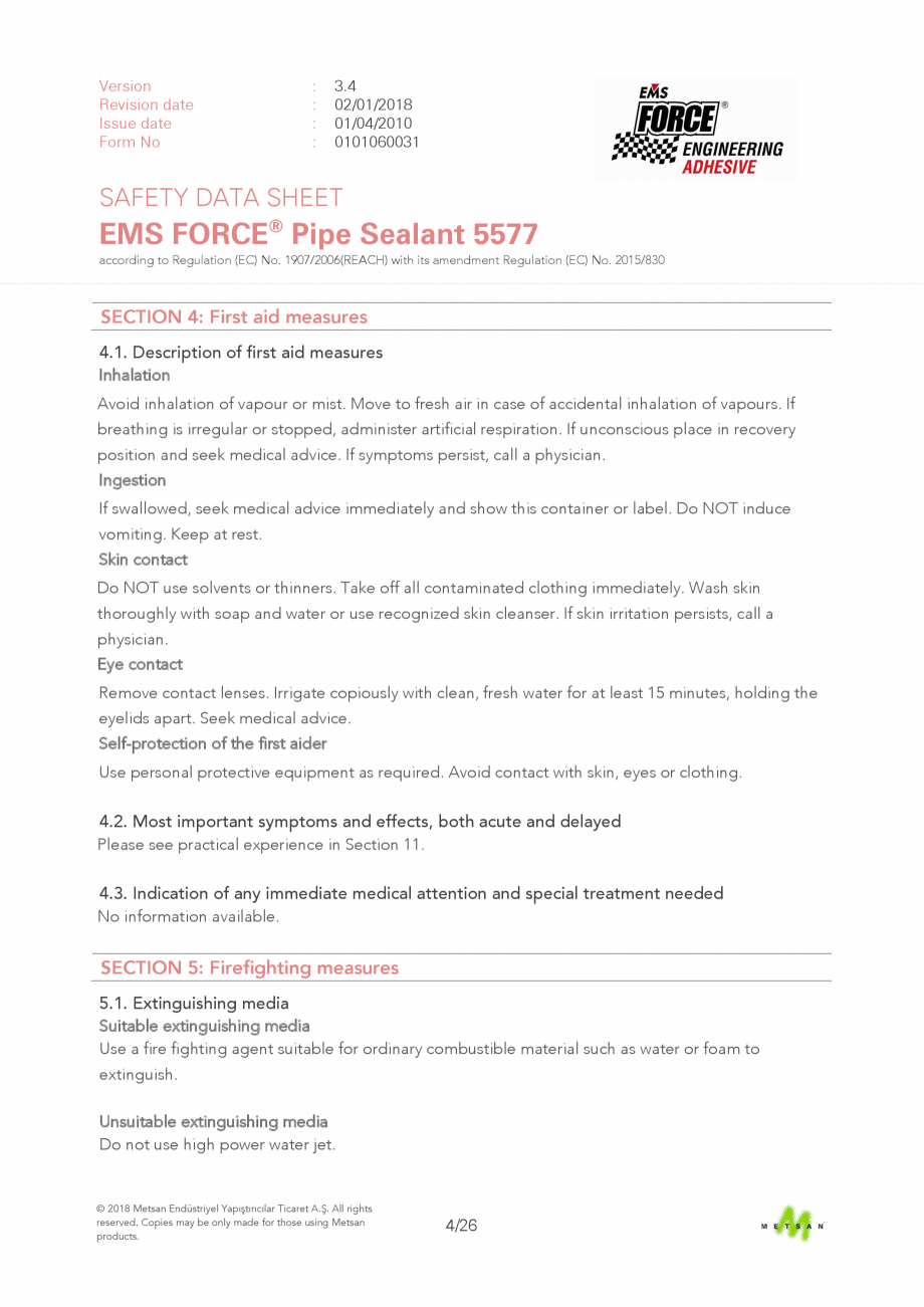Pagina 4 - Descriere produs - adeziv etansare filete metalice EMS FORCE EMS FORCE 5577 Catalog,...