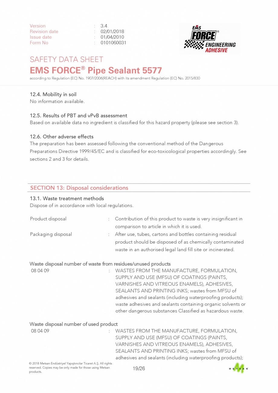 Pagina 19 - Descriere produs - adeziv etansare filete metalice EMS FORCE EMS FORCE 5577 Catalog,...