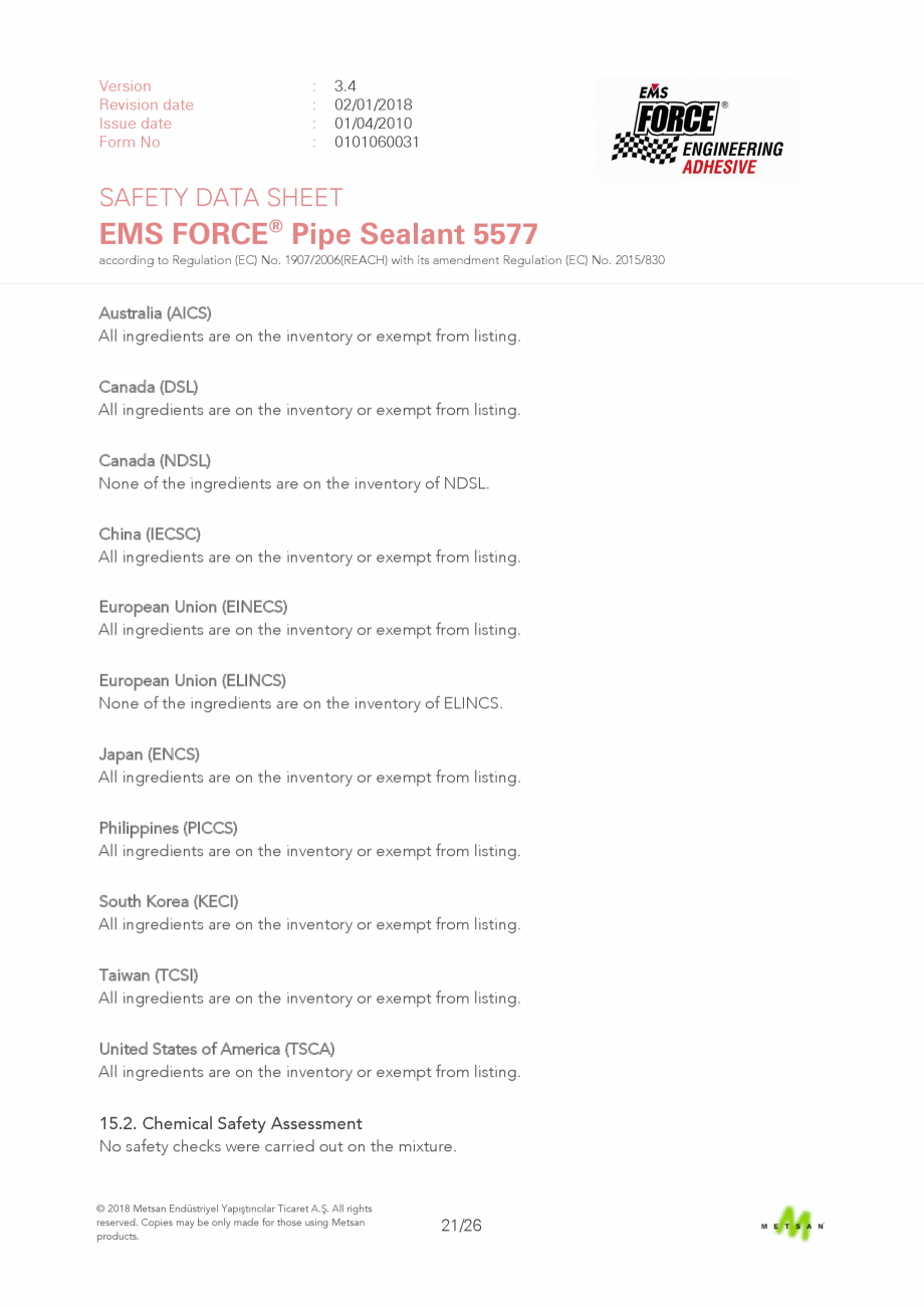 Pagina 21 - Descriere produs - adeziv etansare filete metalice EMS FORCE EMS FORCE 5577 Catalog,...