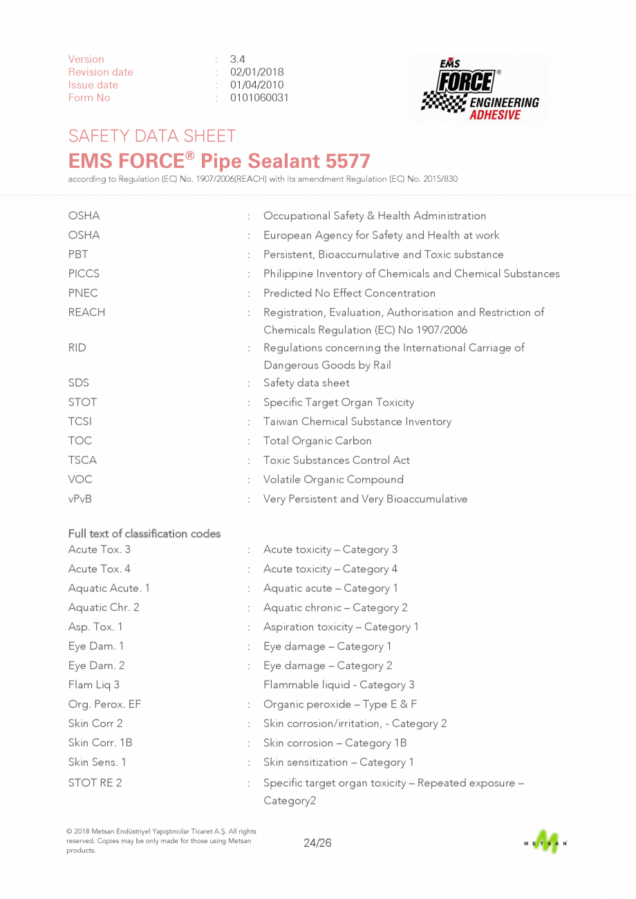 Pagina 24 - Descriere produs - adeziv etansare filete metalice EMS FORCE EMS FORCE 5577 Catalog,...