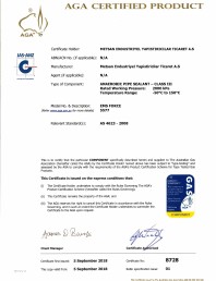 Certificat AGA pentru adeziv etansare filete metalice