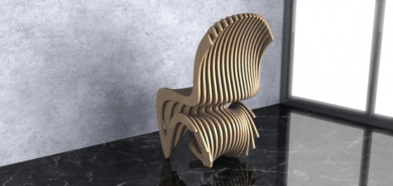 GUBROT Vedere din spate - scaun parametric SP-001 - Scaune decorative din lemn pentru amenajari de