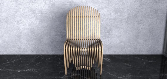GUBROT Vedere din fata - scaun parametric SP-001 - Scaune decorative din lemn pentru amenajari de