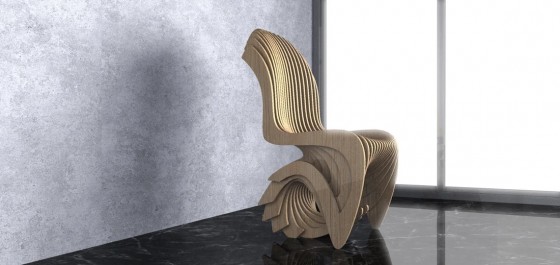GUBROT Vedere din lateral - scaun parametric SP-001 - Scaune decorative din lemn pentru amenajari de