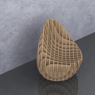 GUBROT Vedere din lateral - scaun parametric SP-002 - Scaune decorative din lemn pentru amenajari de