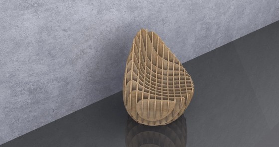 GUBROT Vedere din lateral - scaun parametric SP-002 - Scaune decorative din lemn pentru amenajari de