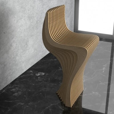 GUBROT Vedere din lateral - scaun parametric SP-003 - Scaune decorative din lemn pentru amenajari de