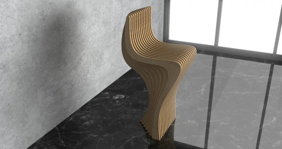 GUBROT Vedere din lateral - scaun parametric SP-003 - Scaune decorative din lemn pentru amenajari de