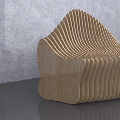 GUBROT Vedere din semiprofil - Banca parametrica BC-001 - Banci canapele decorative din riflaje de lemn