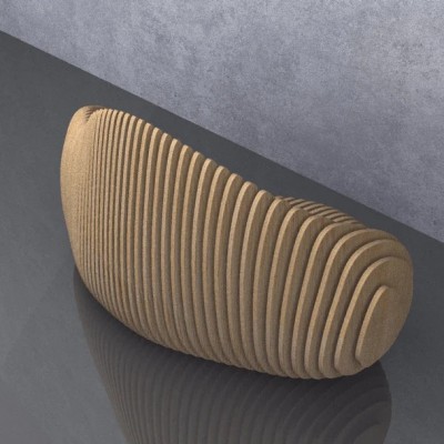 GUBROT Vedere din spate - Canapea parametrica BC-007 - Banci canapele decorative din riflaje de lemn