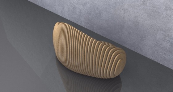 GUBROT Vedere din spate - Canapea parametrica BC-007 - Banci canapele decorative din riflaje de lemn