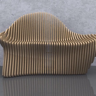 GUBROT Vedere din fata - Banca parametrica BC-008 - Banci canapele decorative din riflaje de lemn