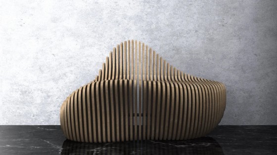 GUBROT Vedere din fata - canapea parametrica BC-010 - Banci canapele decorative din riflaje de lemn