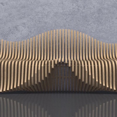 GUBROT Vedere din fata - canapea parametrica BC-012 - Banci canapele decorative din riflaje de lemn