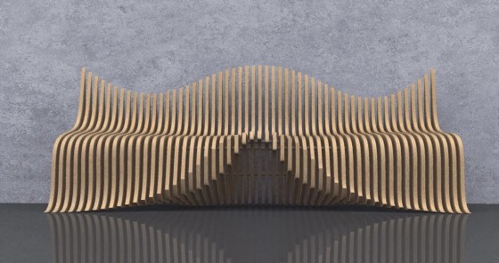GUBROT Vedere din fata - canapea parametrica BC-012 - Banci canapele decorative din riflaje de lemn
