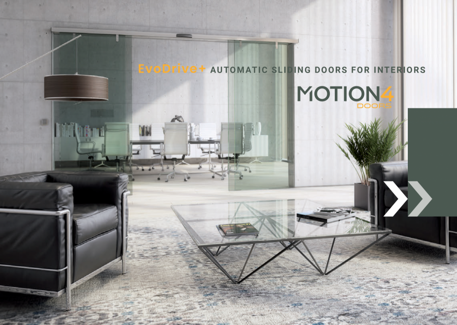 Pagina 1-Usi automate glisante, magnetice pentru interior EvoDrive MOTION4 Catalog, brosura Engleza EvoDrive+...