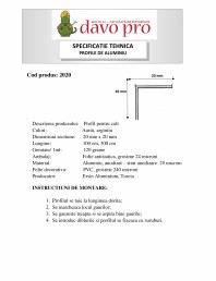 Profilul din aluminiu de tip coltar treapta - Cod 42198