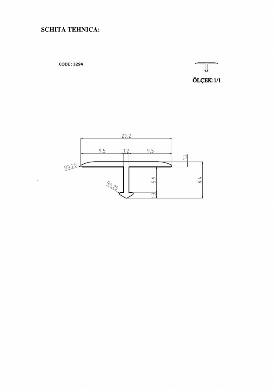 Pagina 2-Profile din aluminiu tip T - Cod 2135 Ersin Aluminyum 3294 Specificații tehnice Romana 