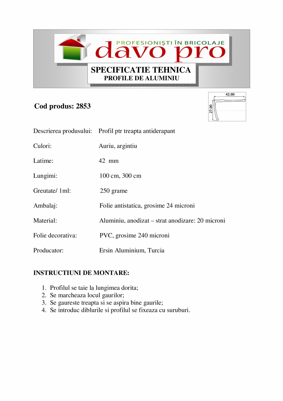 Pagina 1-Profile pentru treapta cu banda antiderapanta din aluminiu - Cod 42178 Ersin Aluminyum 2853...