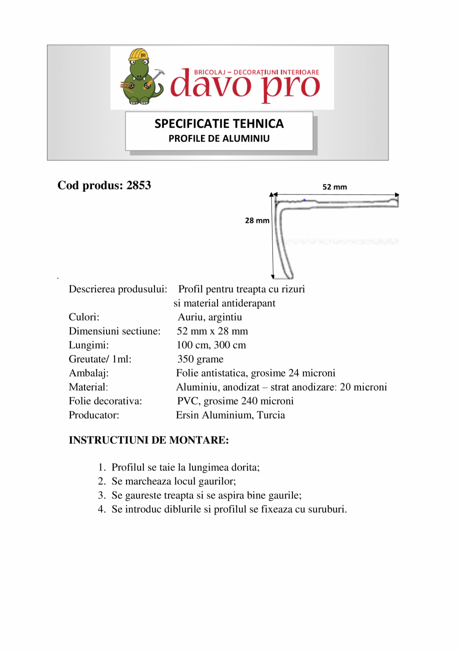 Pagina 1-Profile pentru treapta cu banda antiderapanta din aluminiu - Cod 2166 Ersin Aluminyum 2853...