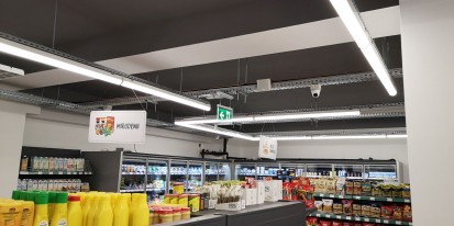 Imagine interior supermarket sonorizare ambientala supermarket (200-300 m²) Sisteme sonorizare si digital signage