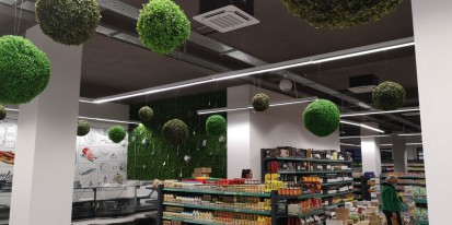 Interior magazin produse naturiste sonorizare ambientala supermarket (200-300 m²) Sisteme sonorizare si digital signage