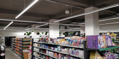 Interior supermarket - articole de igiena sonorizare ambientala supermarket (200-300 m²) Sisteme sonorizare si digital signage
