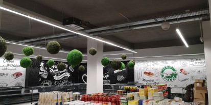 Interior supermarket - lactate sonorizare ambientala supermarket (200-300 m²) Sisteme sonorizare si digital signage