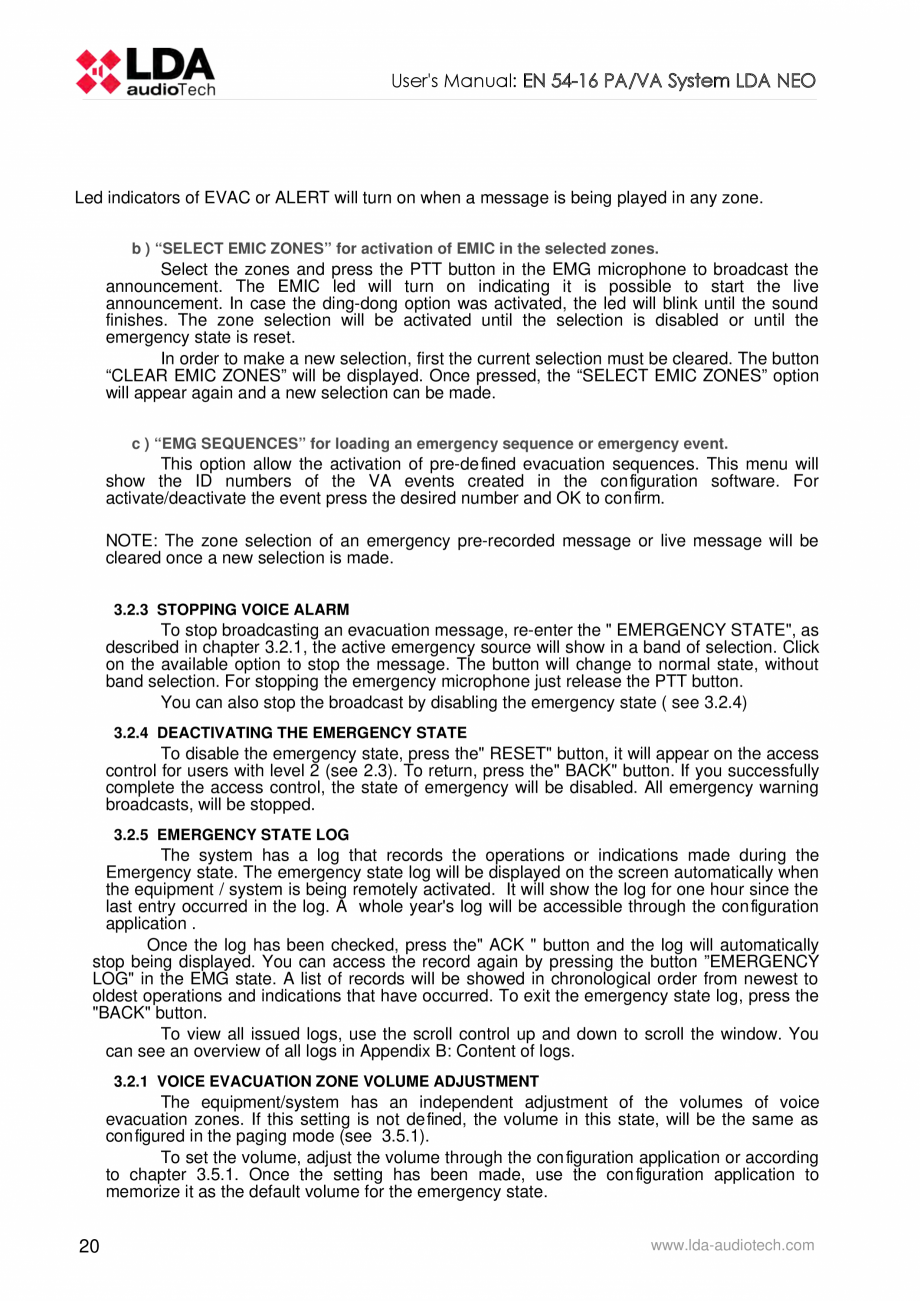 Pagina 24-Manualul  utilizatorului - Unitate centrala sistem de evacuare si adresare publica compact - NEO LDA...