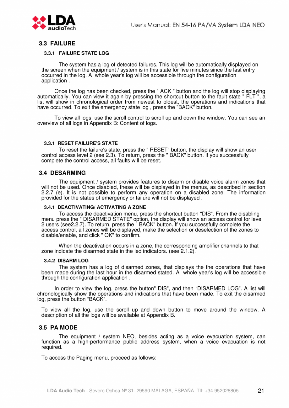 Pagina 25-Manualul  utilizatorului - Unitate centrala sistem de evacuare si adresare publica compact - NEO LDA...