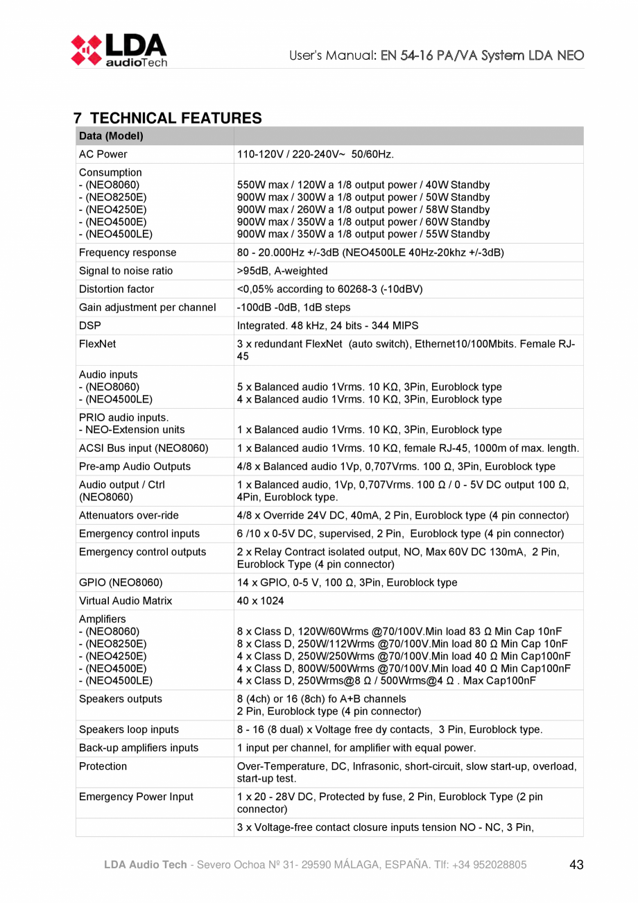 Pagina 47-Manualul  utilizatorului - Unitate centrala sistem de evacuare si adresare publica compact - NEO LDA...