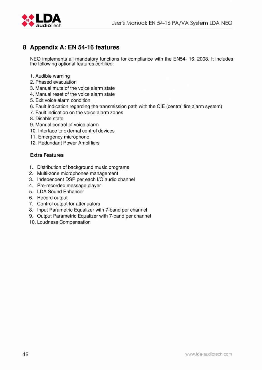 Pagina 50-Manualul  utilizatorului - Unitate centrala sistem de evacuare si adresare publica compact - NEO LDA...