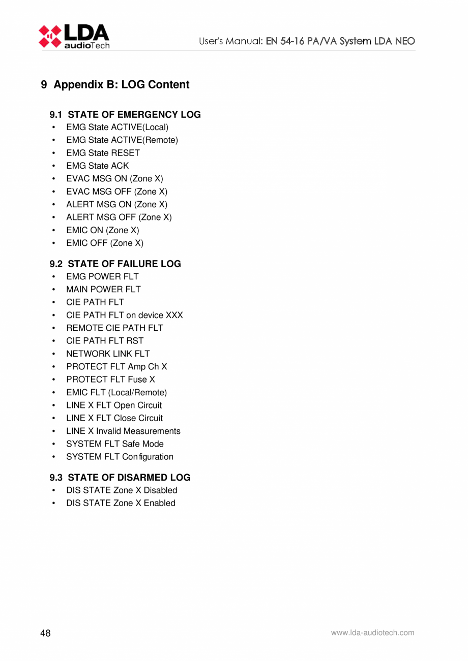 Pagina 52-Manualul  utilizatorului - Unitate centrala sistem de evacuare si adresare publica compact - NEO LDA...