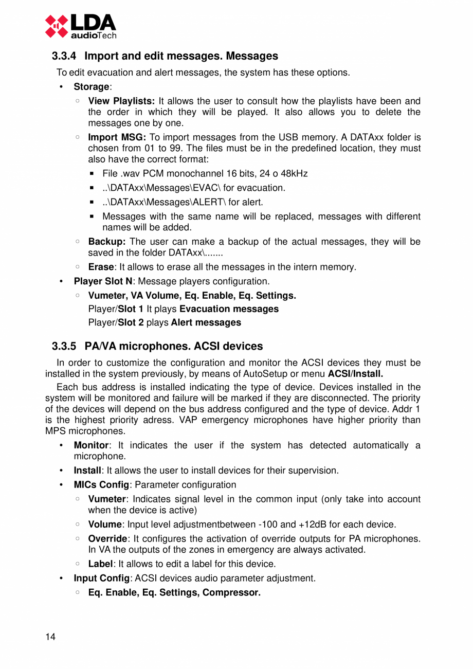Pagina 18-Manualul utilizatorului - Unitate centrala sistem de evacuare si adresare publica compact EN54-16...