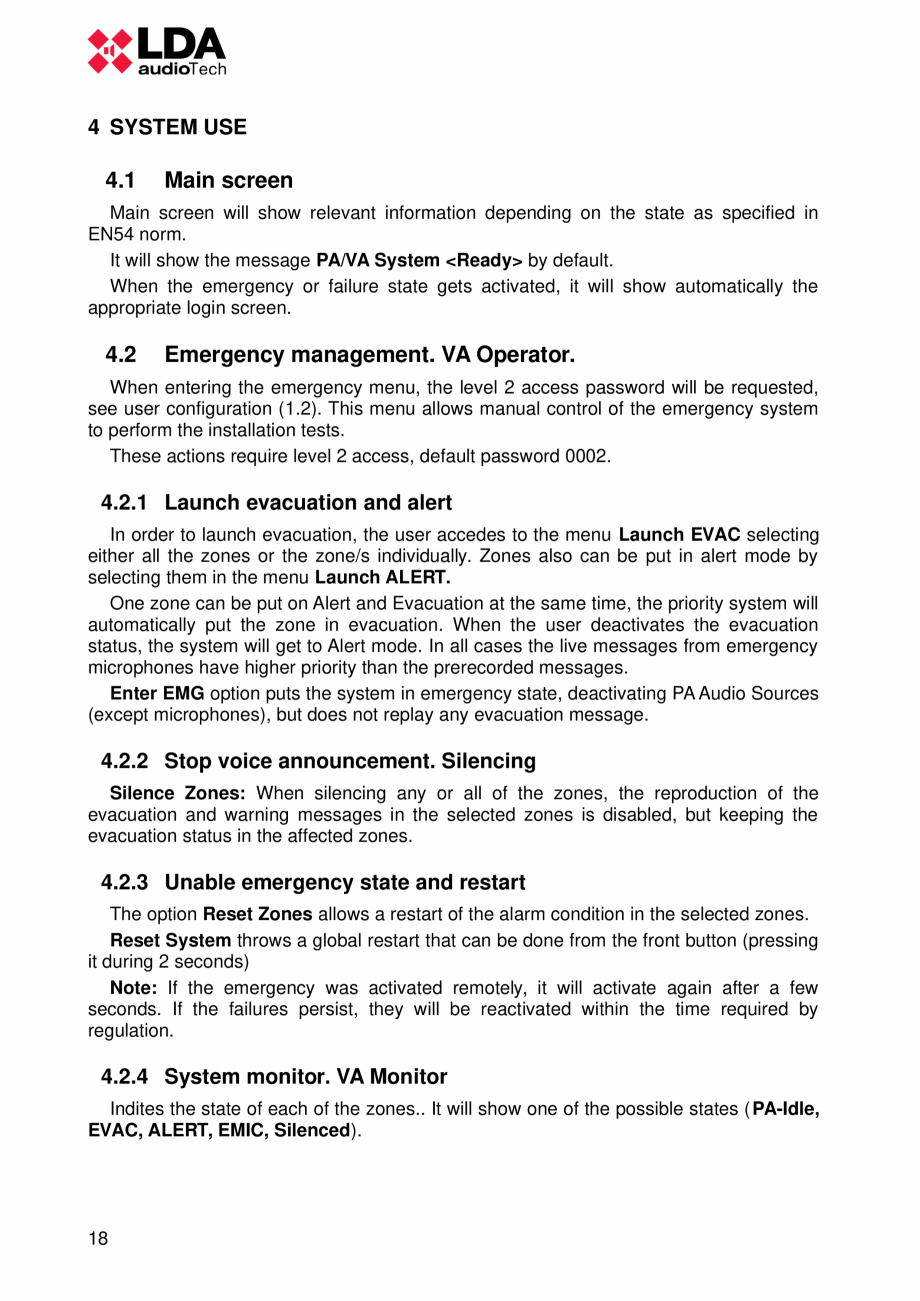 Pagina 22 - Manualul utilizatorului - Unitate centrala sistem de evacuare si adresare publica...
