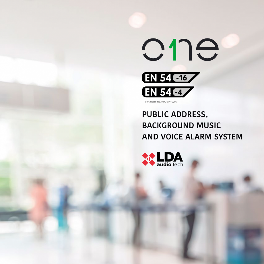 Pagina 1-Sistem de evacuare si adresare publica compact EN54-16 - LDA ONE LDA Audio Tech ONE-500 Catalog,...