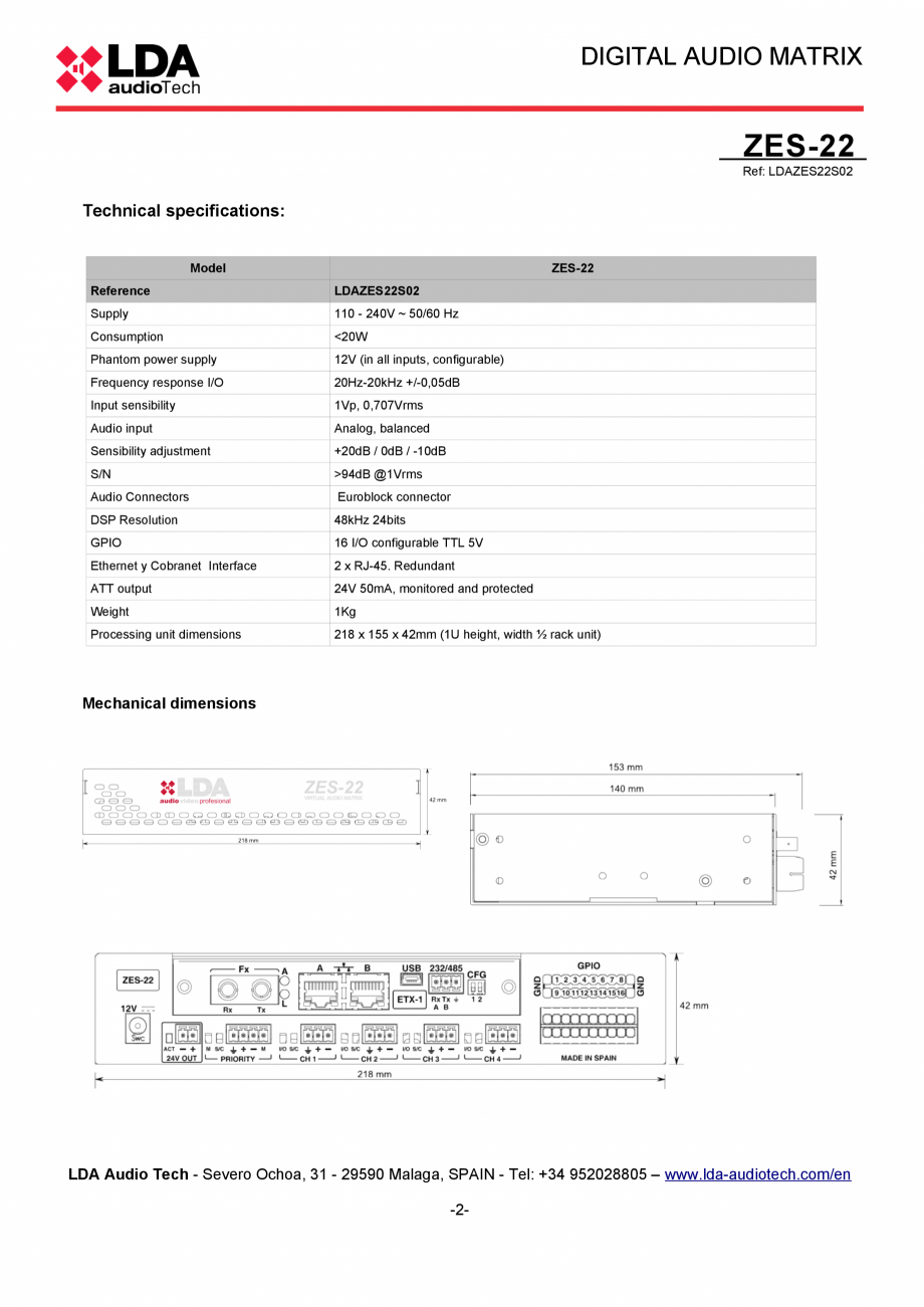 Pagina 2-Converter audio over Ethernet cu 4 canale pentru sistemul PA/VA NEO - fisa tehnica LDA Audio Tech...