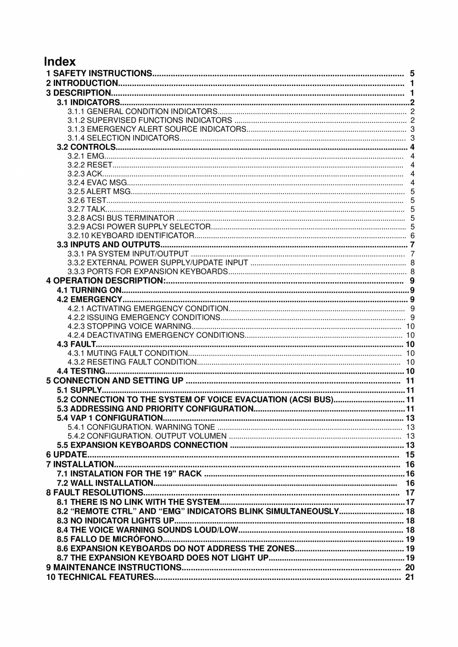 Pagina 3-Manualul utilizatorului - Panou control alarmare vocala pentru sistemele PA/VA NEO si ONE - MPS-8K...