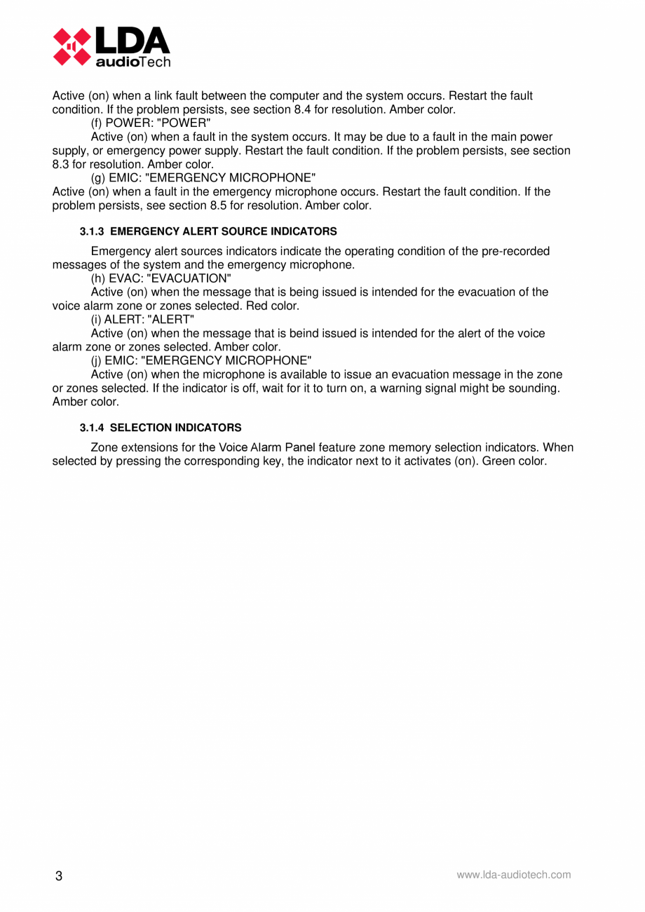 Pagina 8-Manualul utilizatorului - Panou control alarmare vocala pentru sistemele PA/VA NEO si ONE - MPS-8K...