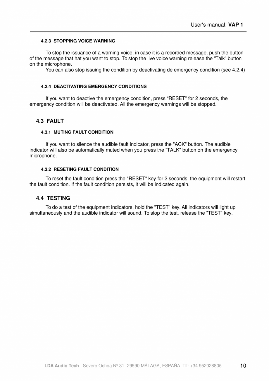 Pagina 15-Manualul utilizatorului - Panou control alarmare vocala pentru sistemele PA/VA NEO si ONE - MPS-8K...