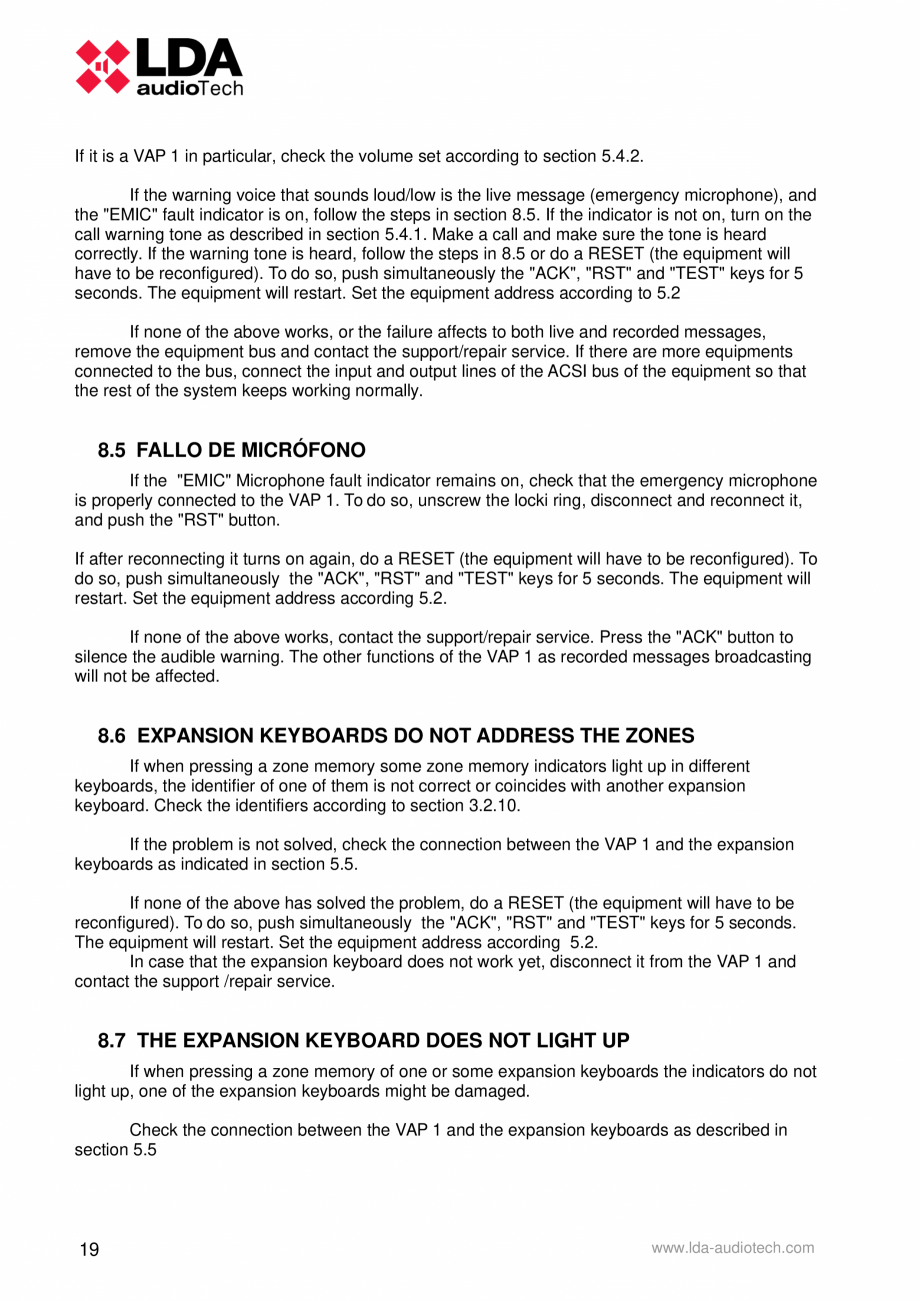 Pagina 24-Manualul utilizatorului - Panou control alarmare vocala pentru sistemele PA/VA NEO si ONE - MPS-8K...
