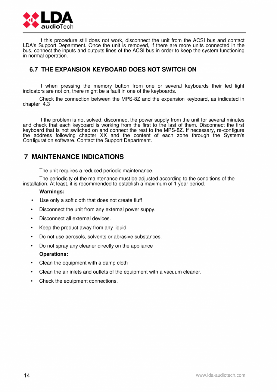 Pagina 18-Manualul utilizatorului - Statie de paging multi-zone pentru sistemele PA/VA NEO si ONE LDA Audio...