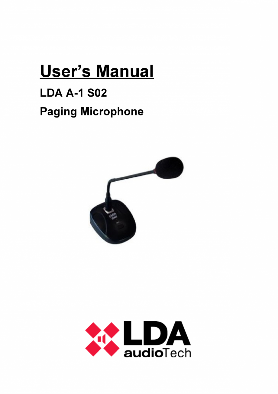 Pagina 1-Manualul utilizatorului - Statie de paging cu 1 zona pentru sistemele PA/VA NEO si ONE LDA Audio...