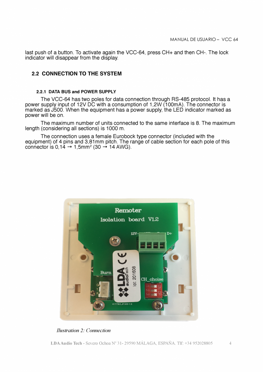 Pagina 7-Manualul utilizatorului - Panou de control de perete pentru sistemul PA/VA NEO LDA Audio Tech Tech...