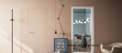 Detalii usi culisante-glisante in perete din sticla securizata Vetro - Scrigno Usi de interior culisante in