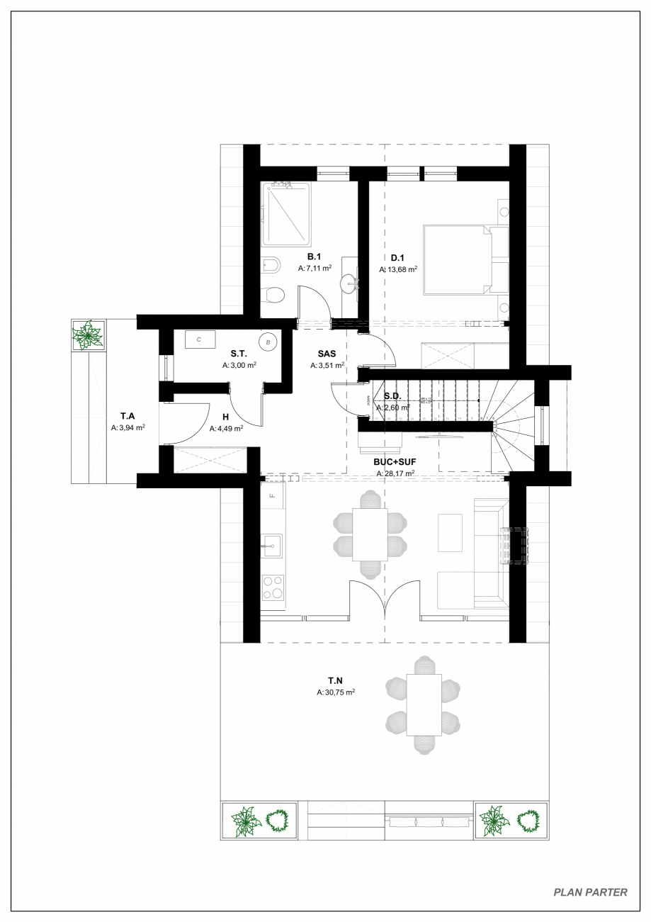 Pagina 1 - CAD-PDF Concept AMBIOSIS SERENITY - PLAN PARTER AMBIOSIS Proiect CAD 