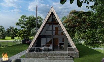 Casa lemn tip A-Frame Casa pe structura de lemn tip A-Frame - proiect 2