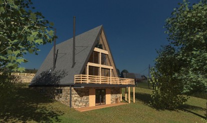 Casa lemn tip A-Frame Casa pe structura de lemn tip A-Frame - proiect 4